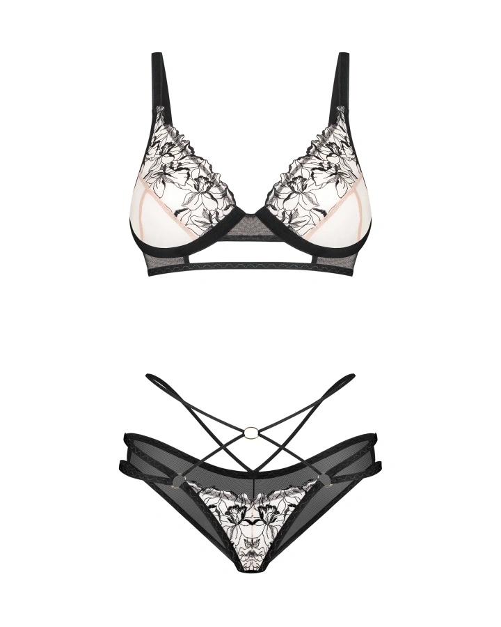 Komplet bielizny zdobiony haftem